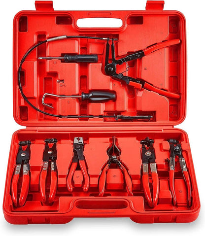 Bethesda Industrial 9PCS Hose Clamp Clip Plier Set Swivel Jaw Flat Angled Band Automotive Tool Set