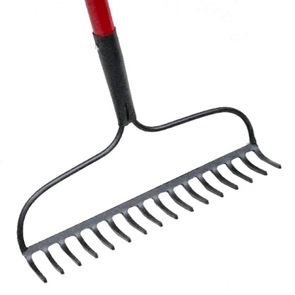 Bethesda Industrial Heavy Duty Garden Rake 16 Tine with Fiberglass Handle