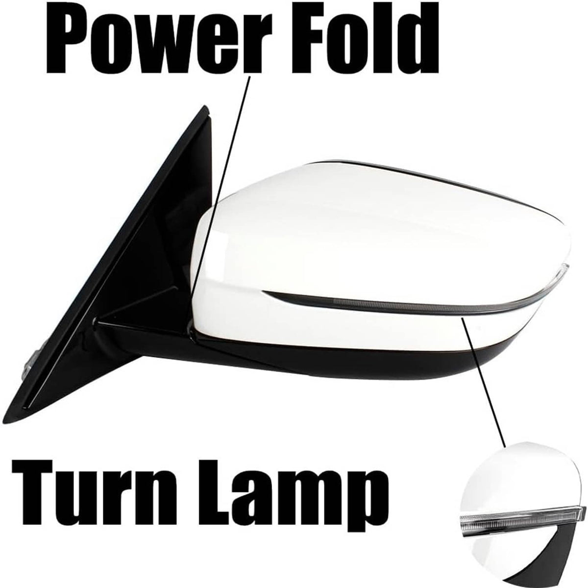 Bethesda Industrial Left Driver Side Mirror With Blind Spot White For 2019-2023 BMW 320i 330i 330e