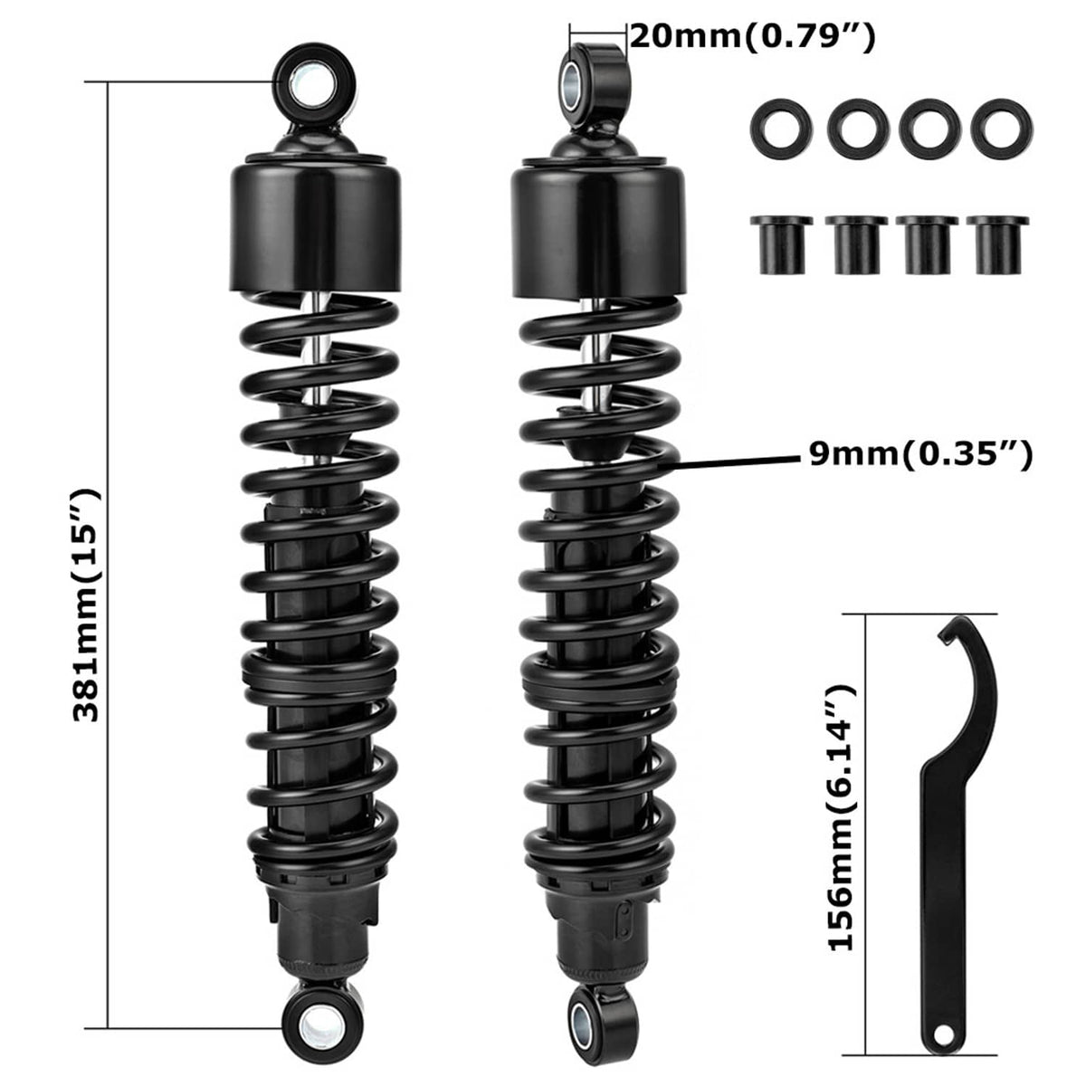 Bethesda Industrial 15" Adjustable Rear Shocks Absorbers For Harley Road King Electra Street Glide