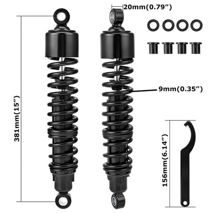 Bethesda Industrial 15" Adjustable Rear Shocks Absorbers For Harley Road King Electra Street Glide