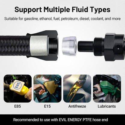 Bethesda Industrial 20FT 6AN 3/8" E85 PTFE LS Swap EFI Fuel Line Fitting Nylon Braided Fuel Kit New