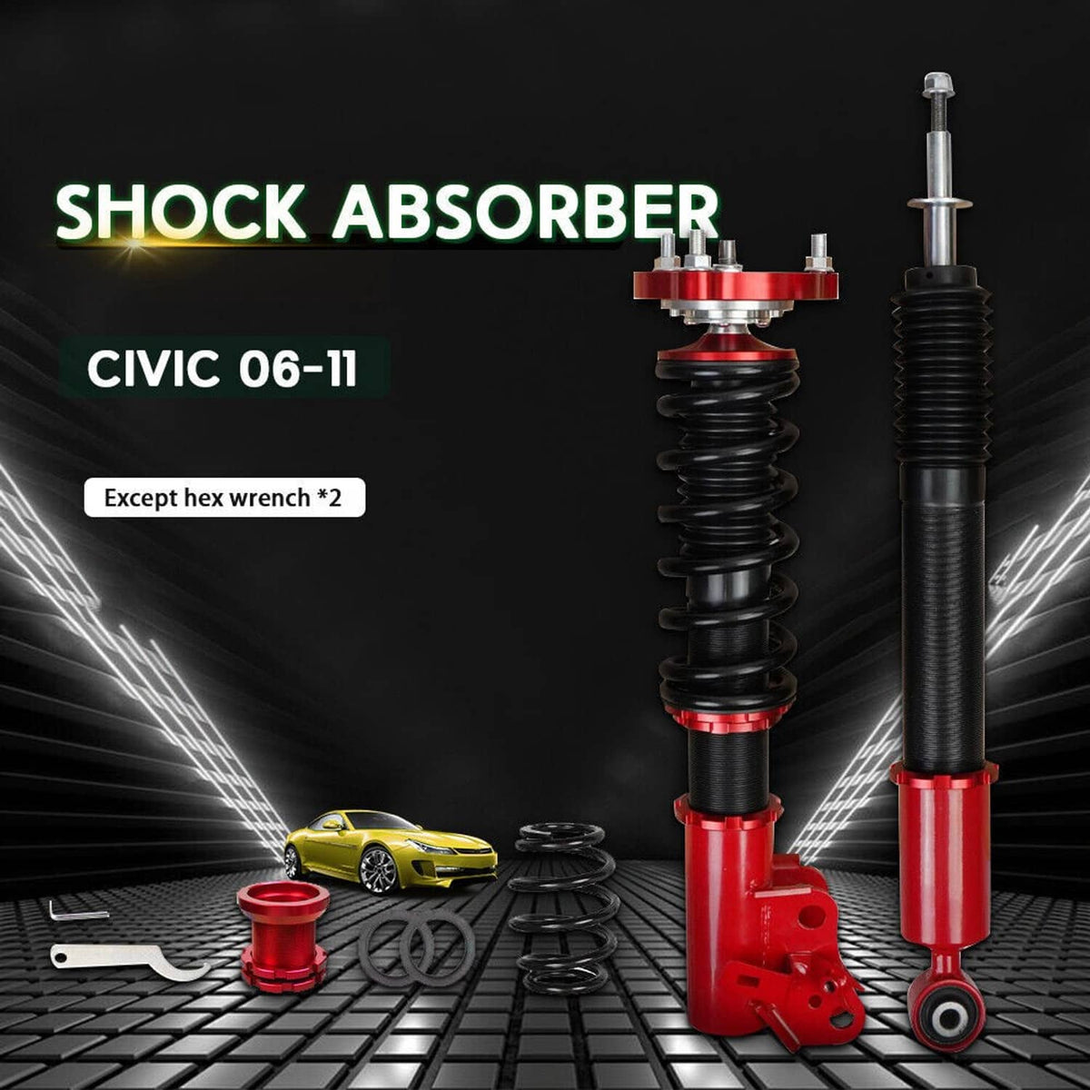 Bethesda Industrial Coilovers Suspension Kits Adjustable Height Struts Shocks For 06-11 Honda Civic