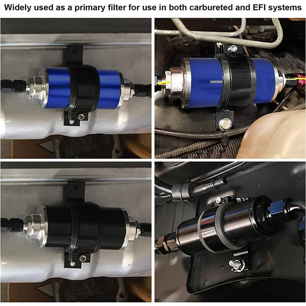 Bethesda Industrial Inline Fuel Filter 100 Micron with 6AN 8AN 10AN Adapter Universal Cleanable 58mm