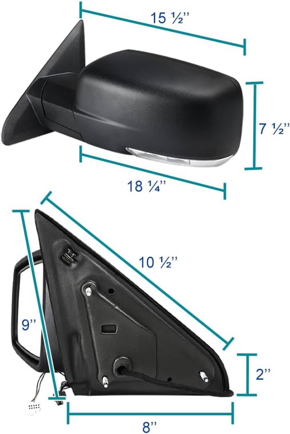 Bethesda Industrial Left / Driver Manual Fold+Heated+Temp Sensor Mirror For 2013-2019 Dodge Ram 1500