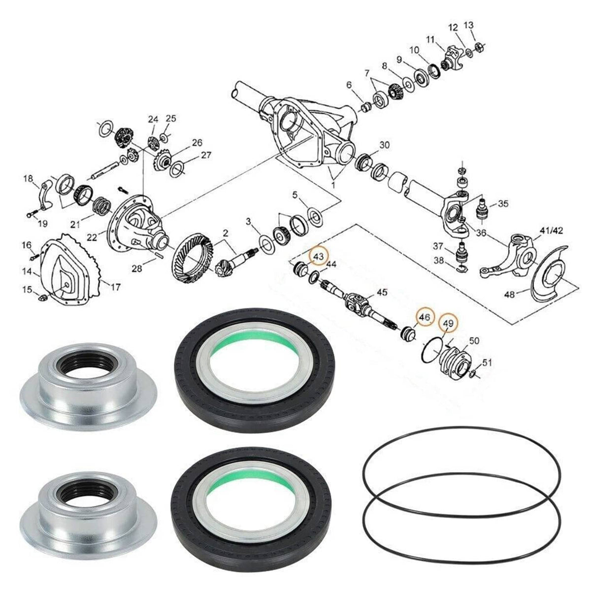 Bethesda Industrial New Front Axle Seal & Greaseable U Joint Kit for 05-14 Ford F250 F350 Super Duty