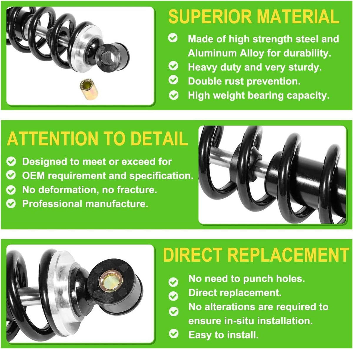 Bethesda Industrial Front Suspension Heavy Duty Shock Absorber Kit For John Deere AM130448 Gator TX