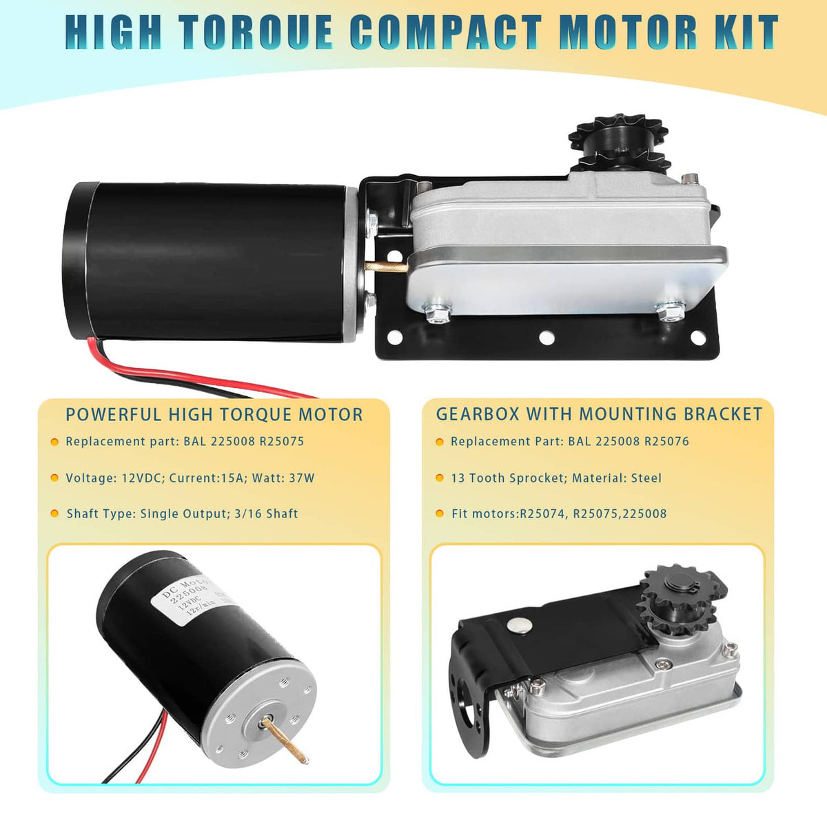 Bethesda Industrial RV Slide Out Gear Box and High Output Motor,Replace FOR ‎R25076-1, R25075