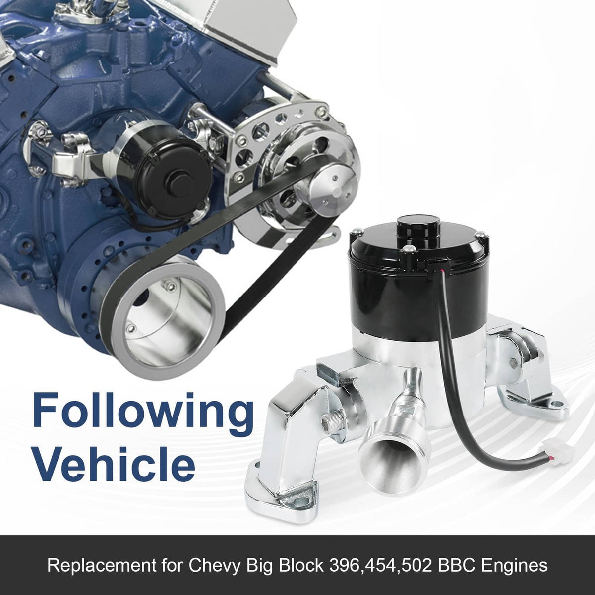Bethesda Industrial High Flow Aluminum Electric Water Pump Fits Big Block Chevy 454 427 396 Chrome