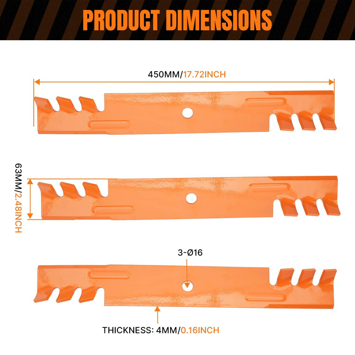 Bethesda Industrial 3 Packs Mower Deck Mulch Blades 52'' for Ferris IS700Z IS2100Z F160Z 1521227
