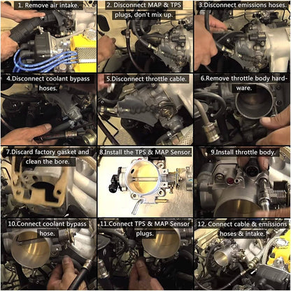 Bethesda Industrial 70mm Throttle Body + TPS & MAP Sensor For Honda Civic Integra B/D/F/H B18C B16A