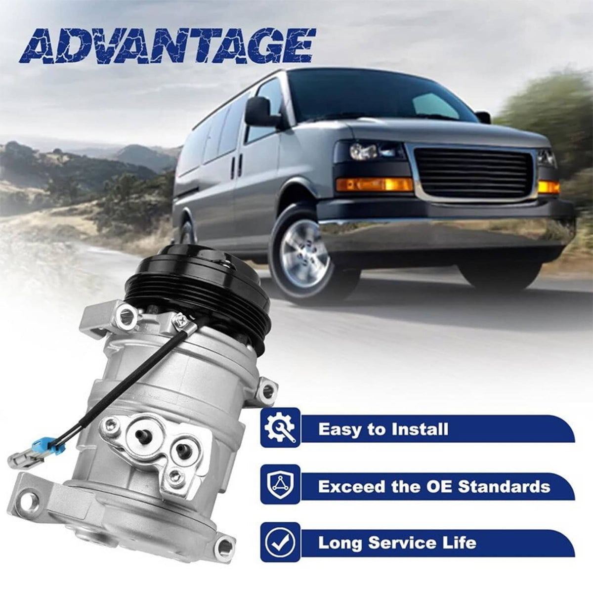 Bethesda Industrial A/C Compressor w/ Clutch For Chevrolet GMC Silverado Sierra Express Cadillac