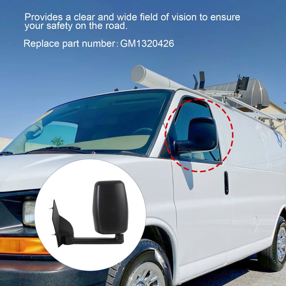Bethesda Industrial LH + RH Pair Manual Tow Mirrors For 2003-2017 Chevy Express Savana Van Smooth