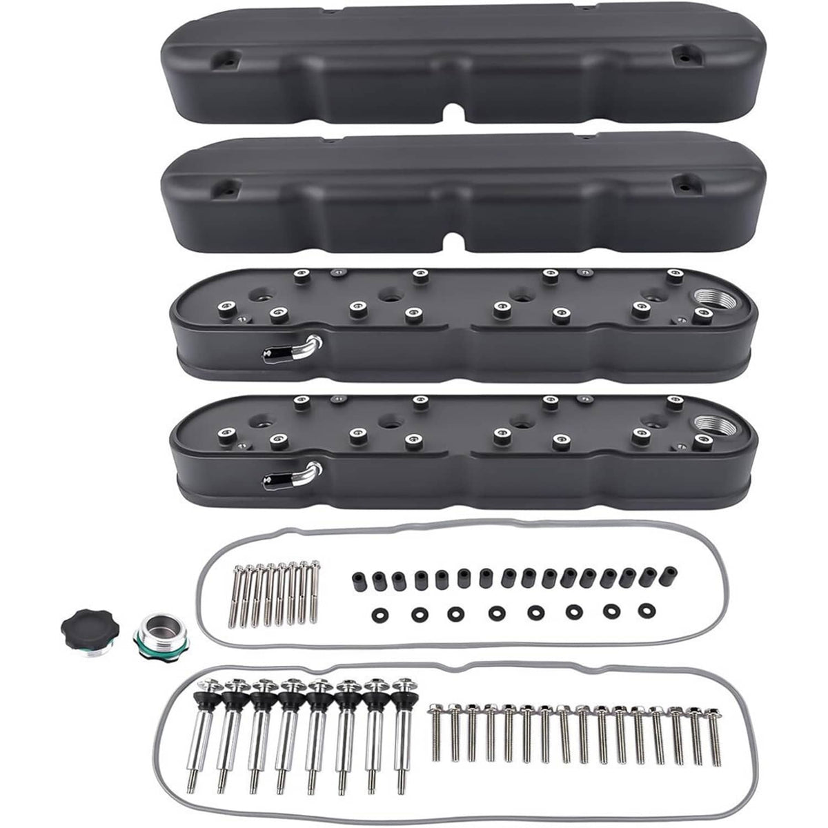 Bethesda Industrial 4Pcs Black Valve Covers & Coil Mounts w/Covers for Chevy LS LS1 LS2 LS3 LS6 LS7