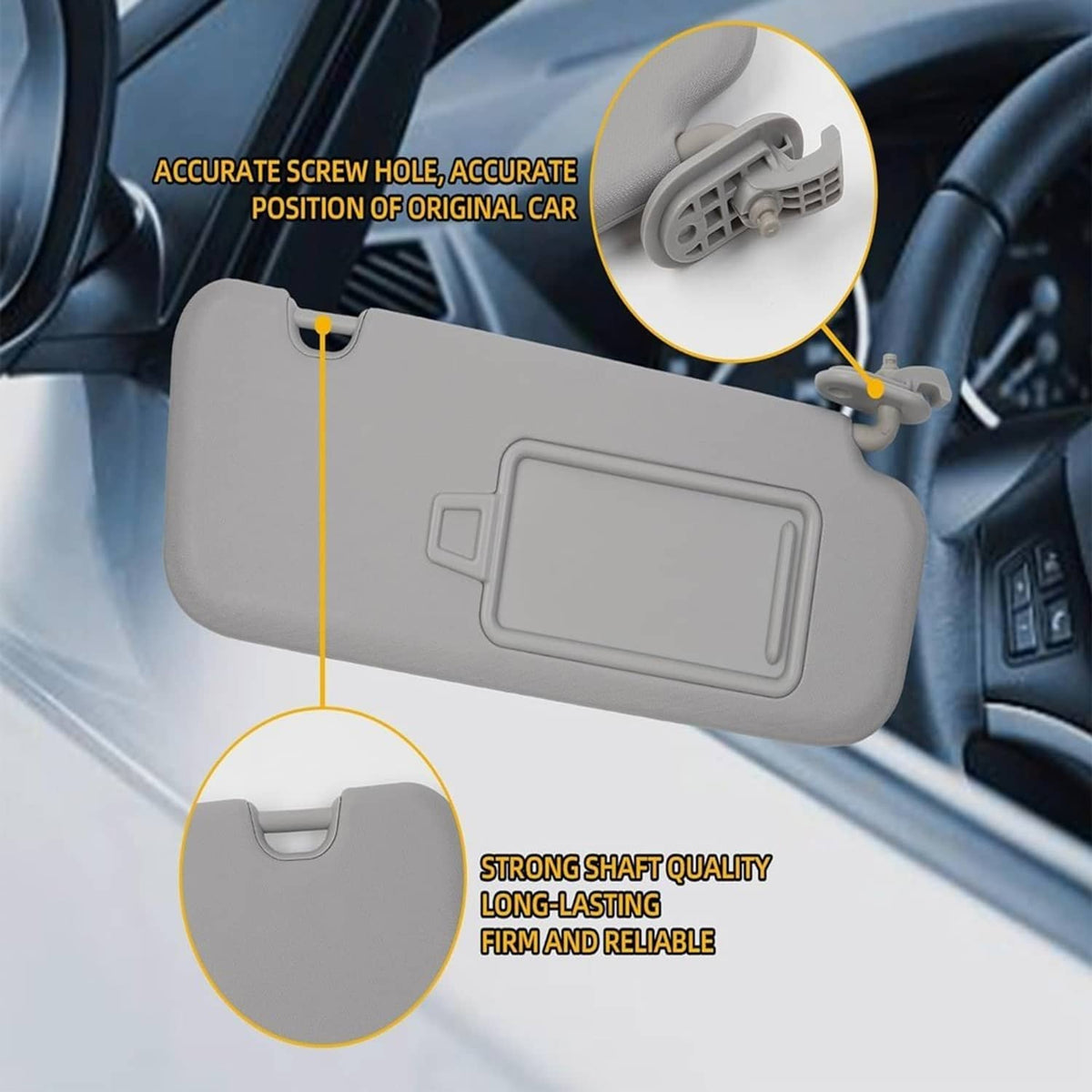 Bethesda Industrial 2Pcs Driver & Passenger Gray Sun Visor w/ Mirror for 2017-2019 Hyundai Elantra