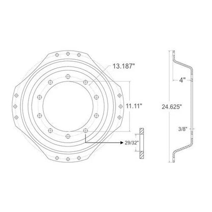 Bethesda Industrial Waffle Wheel Center - 10H AG (7/8") 28/30" fits John Deere R112388 RE156494