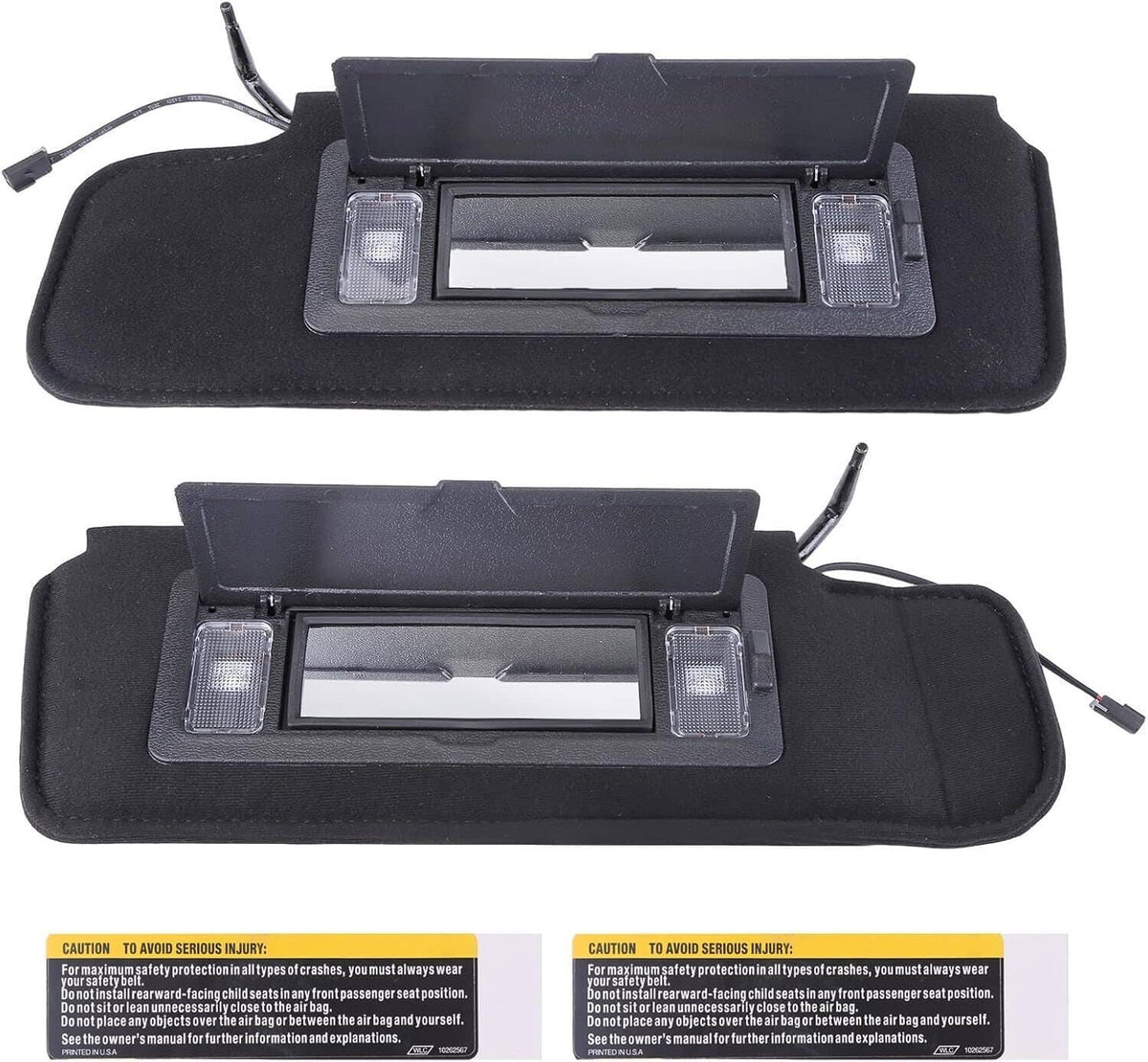 Bethesda Industrial 2Pcs Sun visors w/Vanity Mirror & LED Light For 1984-1996 Chevy Corvette C4 5.7L