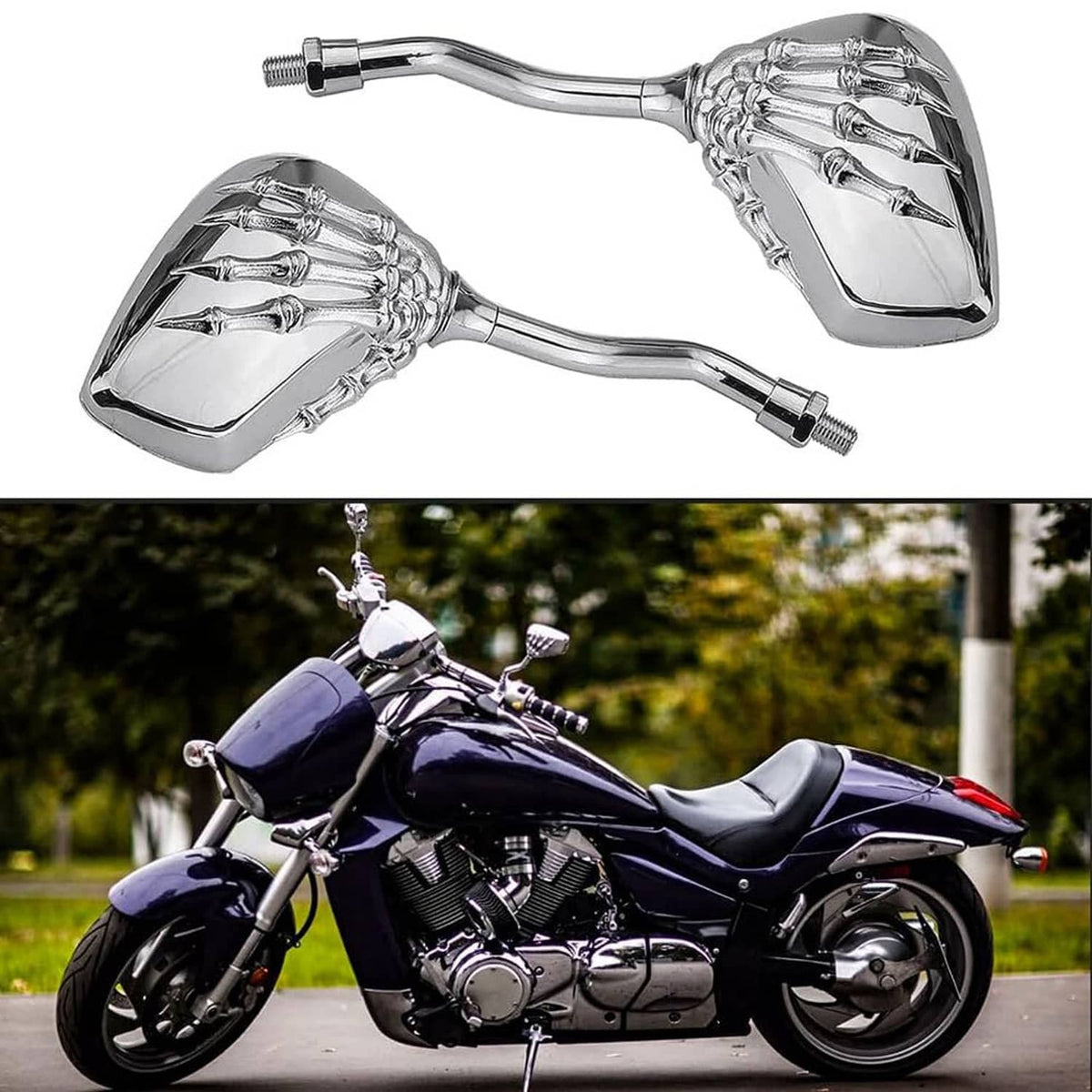 Bethesda Industrial Universal Bicycle Mirror Bike Rear View Side Mirrors 8mm 10mm Skull Hand Style