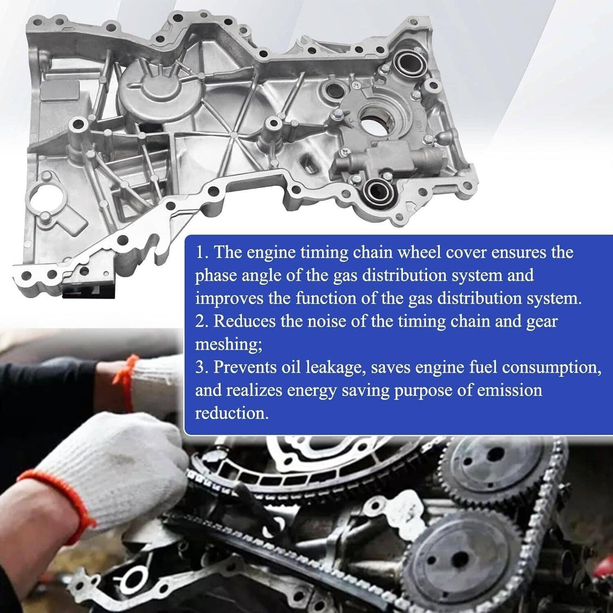 Bethesda Industrial Silver Engine Oil Pump Timing Chain Cover Fit for 2017-2020 Hyundai Elantra 2.0L