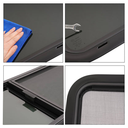 Bethesda Industrial 36" W x 15" H Horizontal Slider RV Window For Cargo Trailer W/ Screen Trim Ring