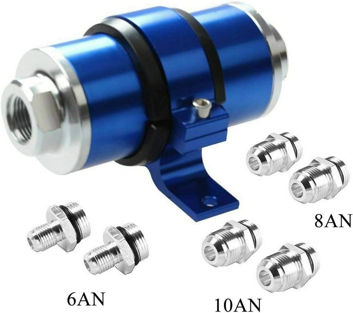 Bethesda Industrial Blue 30 Micron Billet Aluminum Inline Fuel/petrol Filter + Bracket AN6/AN8/AN10
