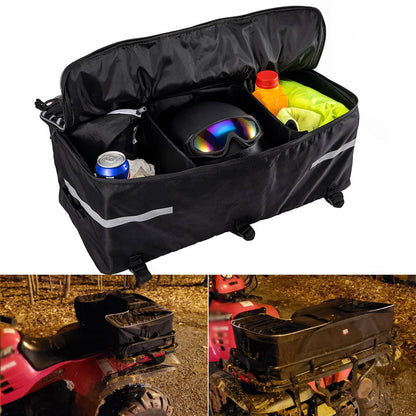 Bethesda Industrial Removable Large ATV Rear Seat Bag Storage Bags Frame Rack Bag w/Cushion Black