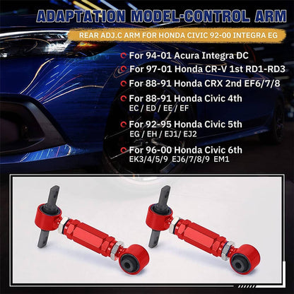 Bethesda Industrial Front Upper Control Arms+Rear Camber Adjustable Set For 1996-2000 Honda Civic EK