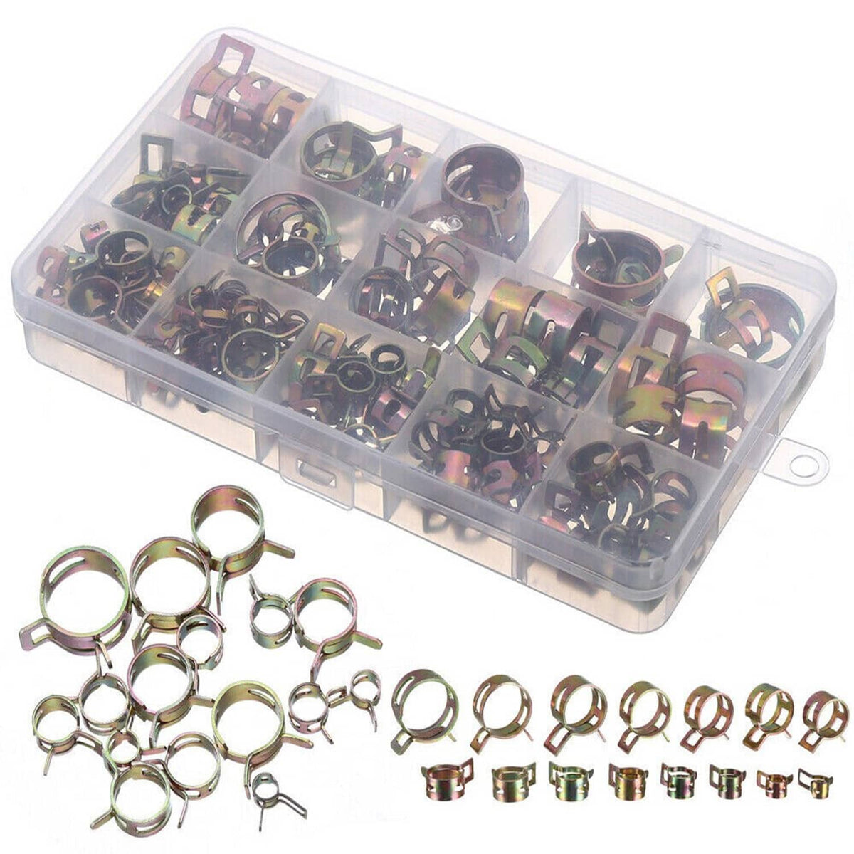 Bethesda Industrial 115PC 6-22mm Spring Hose Clamps Fastener Fuel Water Line Pipe Air Tube Clips Kit