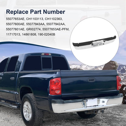 Bethesda Industrial Chrome Steel Rear Step Bumper Assembly for 2005-2011 Dodge Dakota Truck