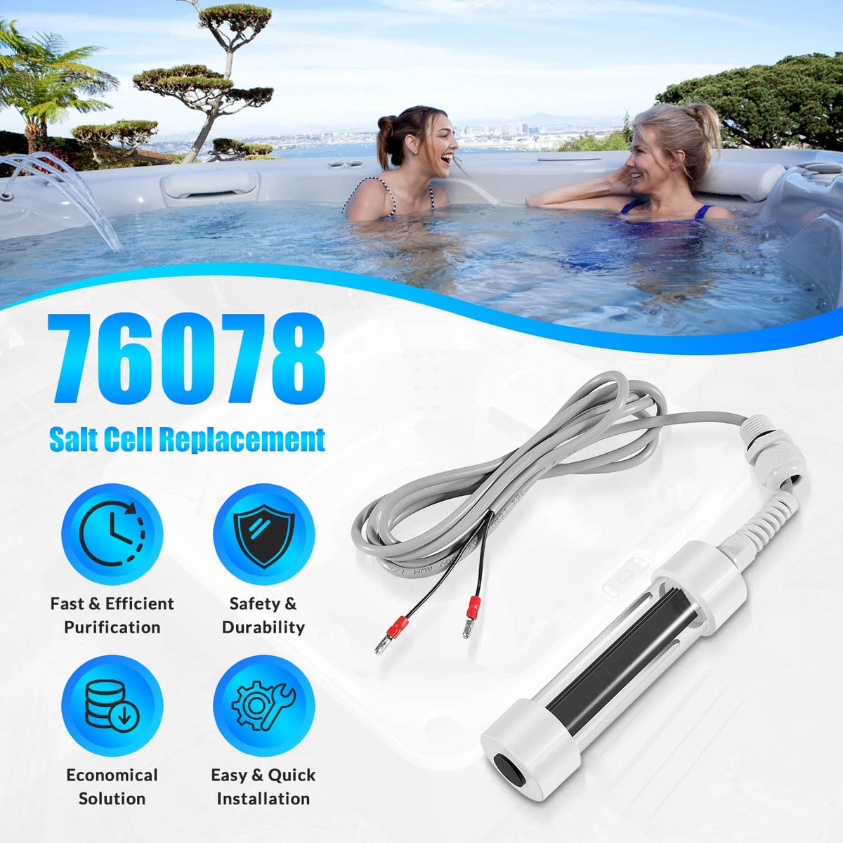 Bethesda Industrial 76078 Salt Cell Replacement for ACE Hot Tubs fit for Hot Spring/Limelight