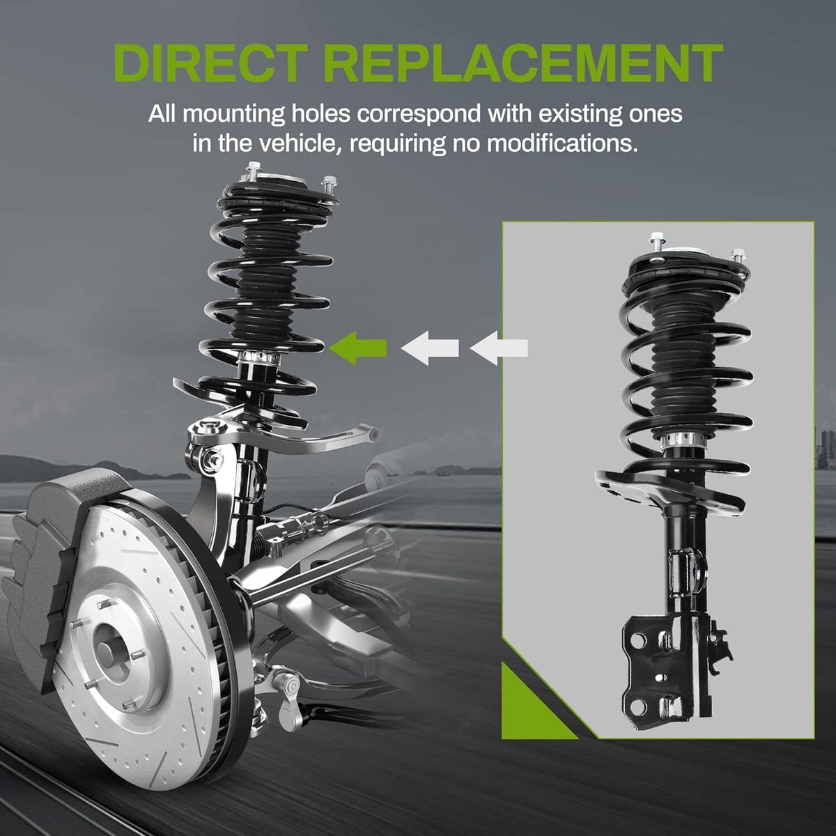 Bethesda Industrial Set Front Complete Struts Shocks & Coil Springs For 2010-2015 Toyota Prius 1.8L
