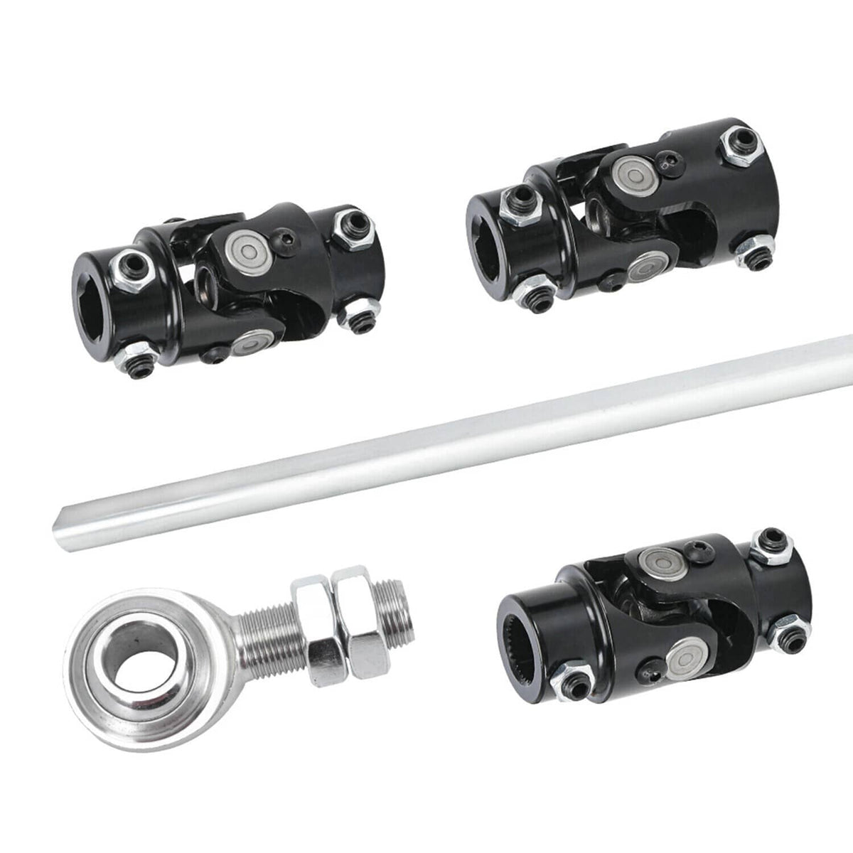Bethesda Industrial Steering Box U Joint 36" Steel Steering Shaft + 3/4" Support Bearing GM - Black