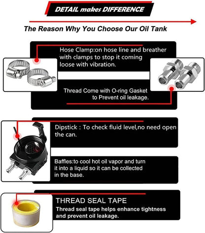Bethesda Industrial Universal Black Oil Catch Can Kit with Hose Baffled Reservoir Tank Aluminum