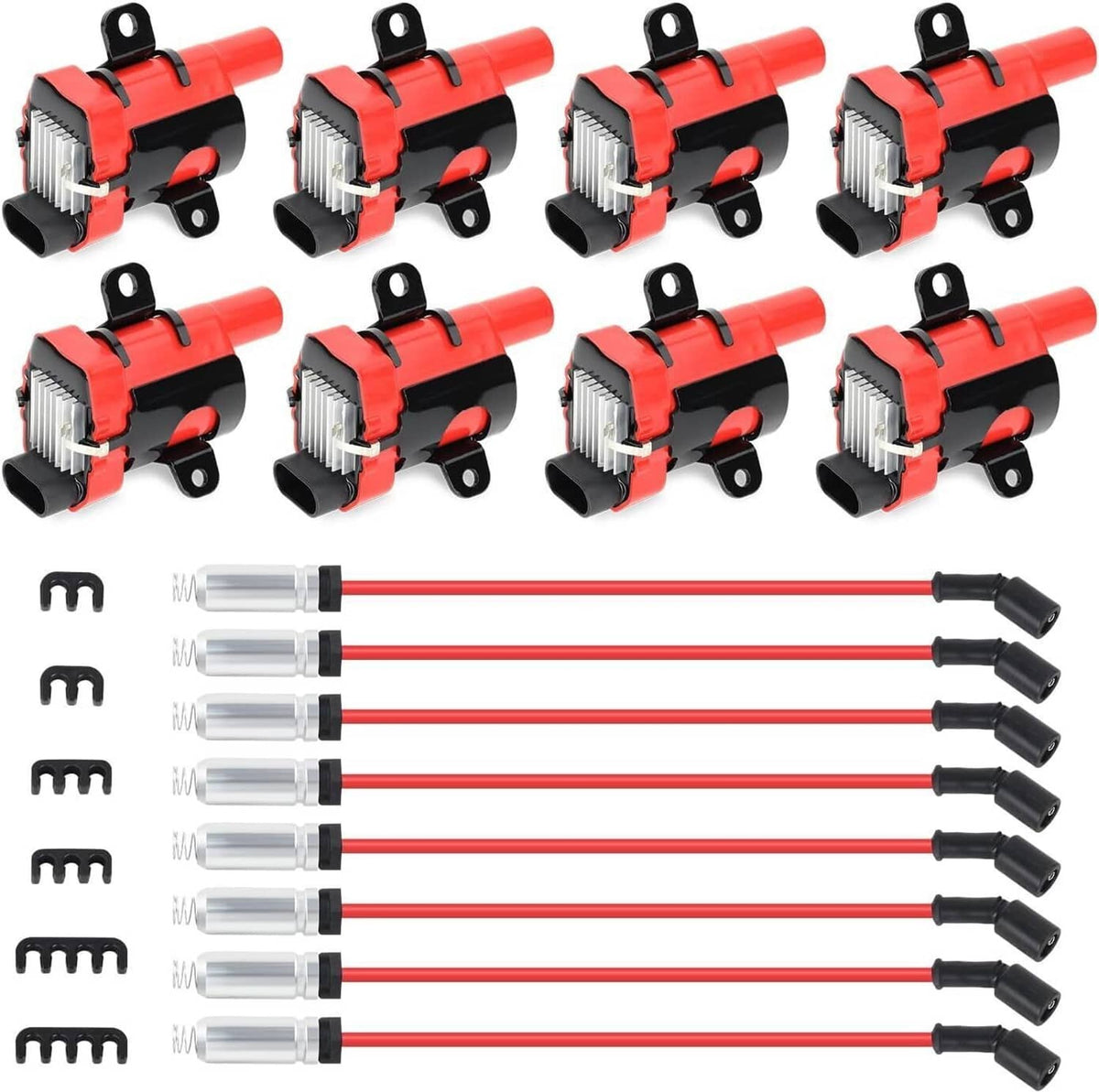 Bethesda Industrial Round Ignition Coil Spark Plug Set For Chevy Silverado GMC LS1 LS3 4.8/5.3/6.0L