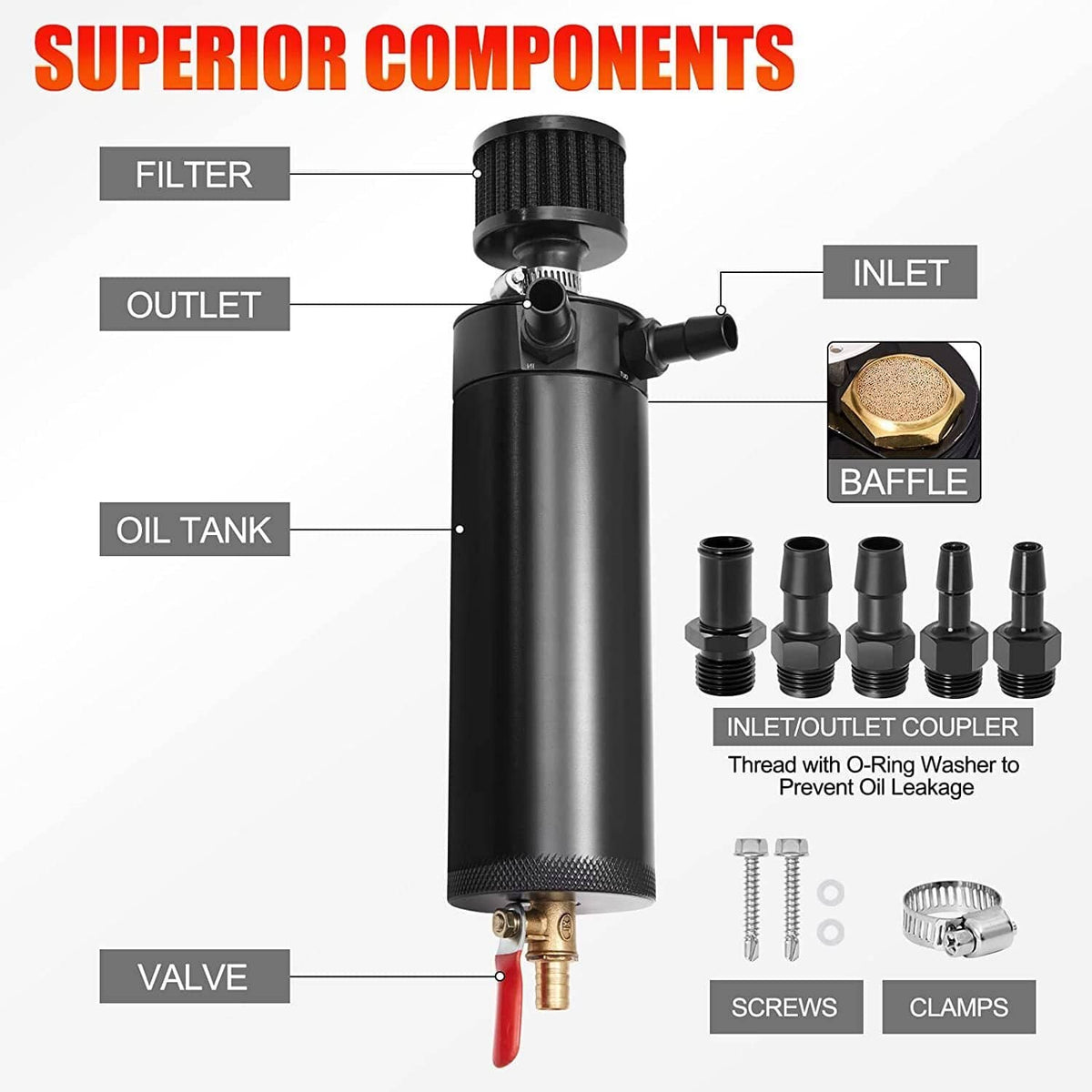 Bethesda Industrial 750ML Oil Catch Can Kit Oil Separator Large Baffled Reservoir Tank Universal New