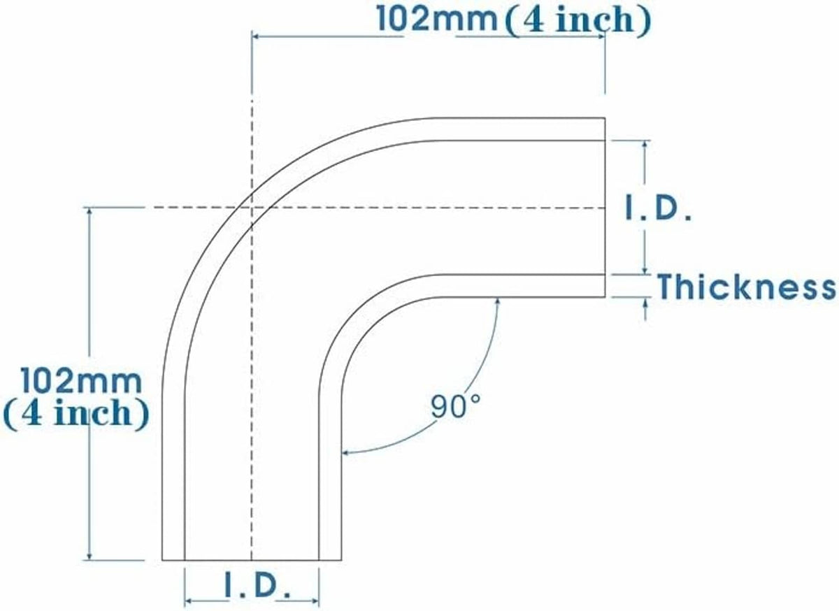 Bethesda Industrial New Silicone Hose Elbow Coupler Joiner Pipe 2.5" to 2.5" 90° Degree Leg 102mm