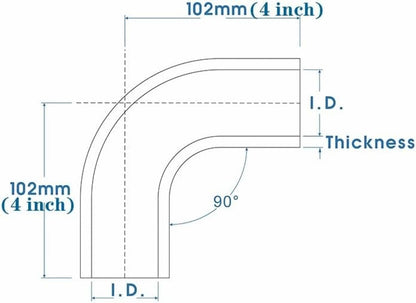 Bethesda Industrial New Silicone Hose Elbow Coupler Joiner Pipe 2.5" to 2.5" 90° Degree Leg 102mm