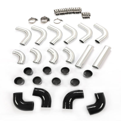 Bethesda Industrial 3" Universal Aluminum Turbo Intercooler Elbow Pipe Kit + Silicone Hose + Clamp