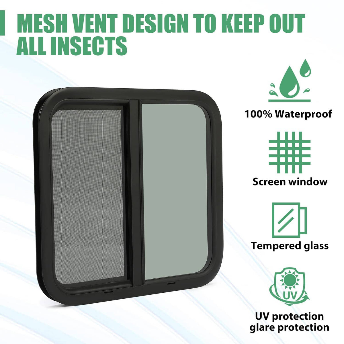 Bethesda Industrial Tinted Glass For Camper Trailer Horizontal Sliding Window RV Window 24" x 22"