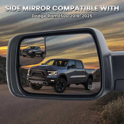 Bethesda Industrial Left Driver Side Mirror Heated Power Folding For 2019-2024 Ram 1500 68462769AB
