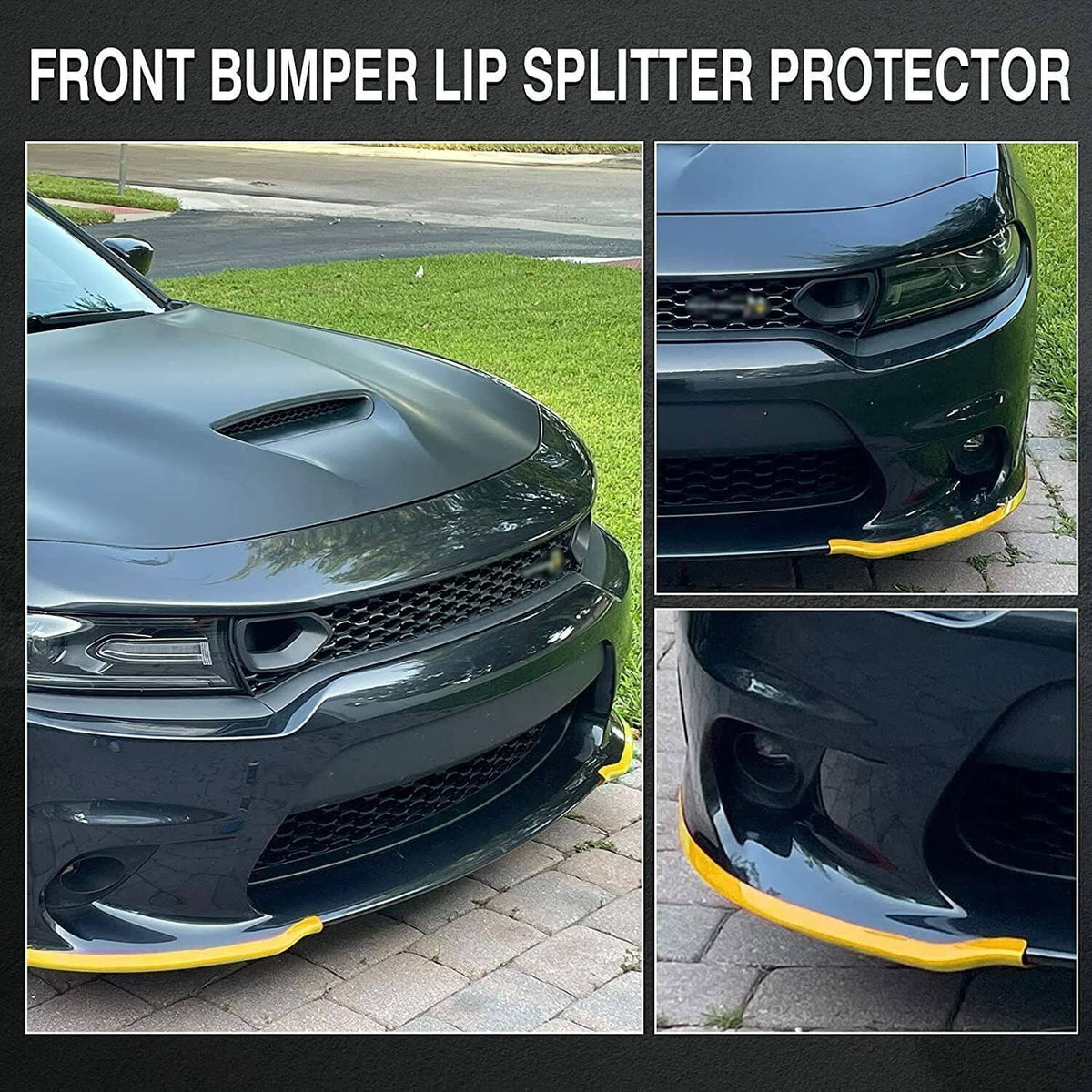 Bethesda Industrial Front Bumper Lip Splitter Trim Cover Yellow For 2015-2022 Dodge Charger SRT Scat