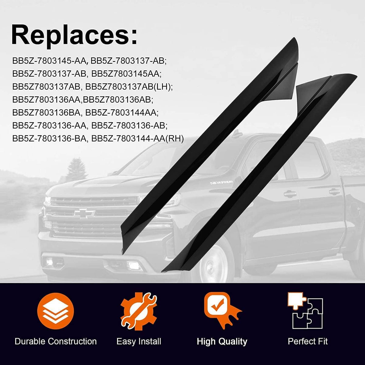 Bethesda Industrial Windshield Outer Trim Pillar Molding RH+LH Side Fit For 2011-2019 Ford Explorer