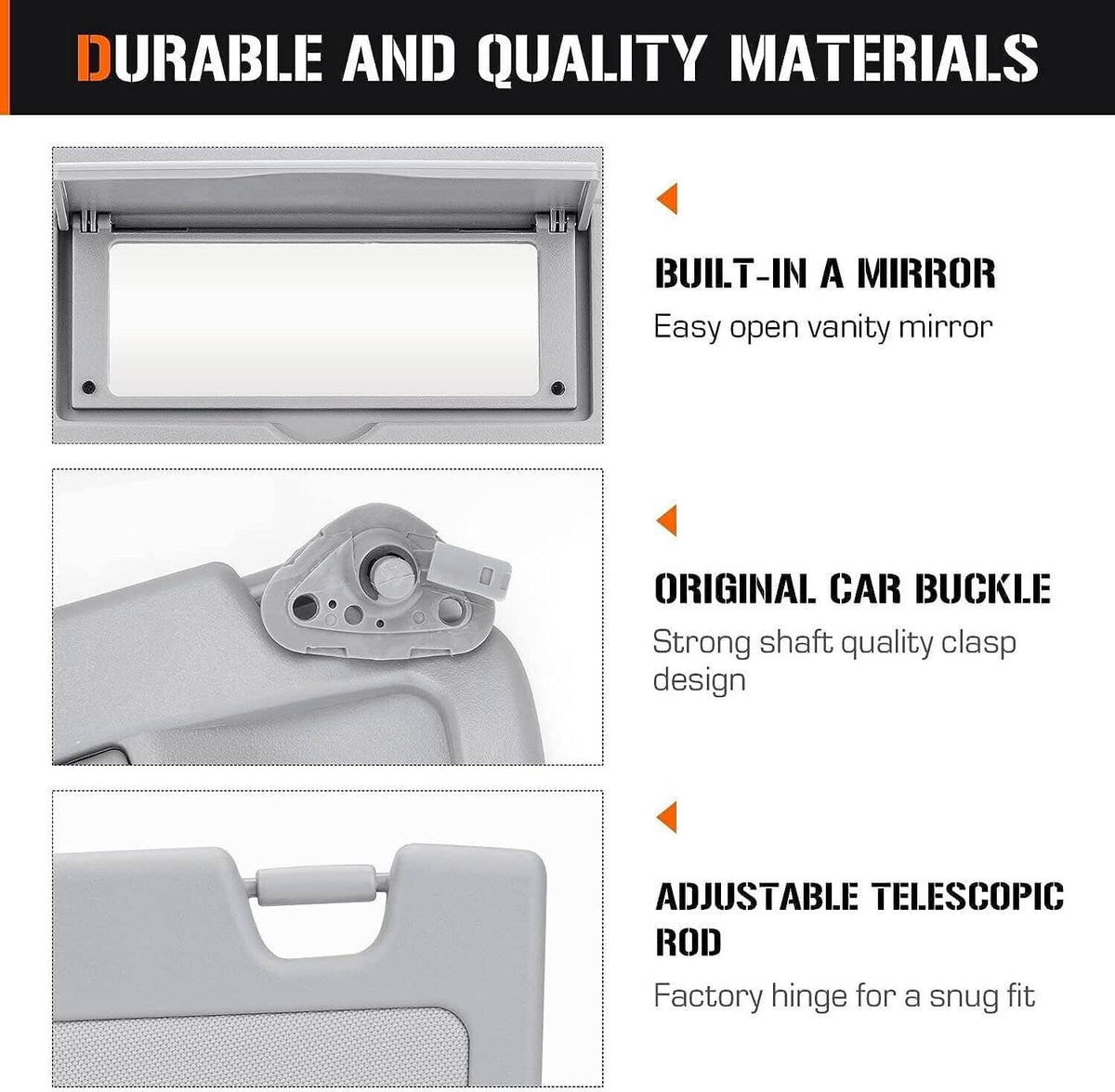 Bethesda Industrial Grey Passenger Side Right Sun Visor For 2006-2011 Honda Civic Sedan/Coupe