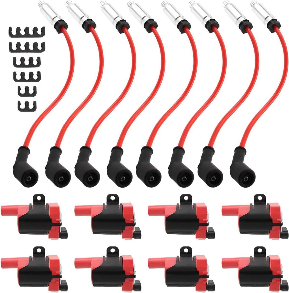 Bethesda Industrial Round Ignition Coil Spark Plug Set For Chevy Silverado GMC LS1 LS3 4.8/5.3/6.0L
