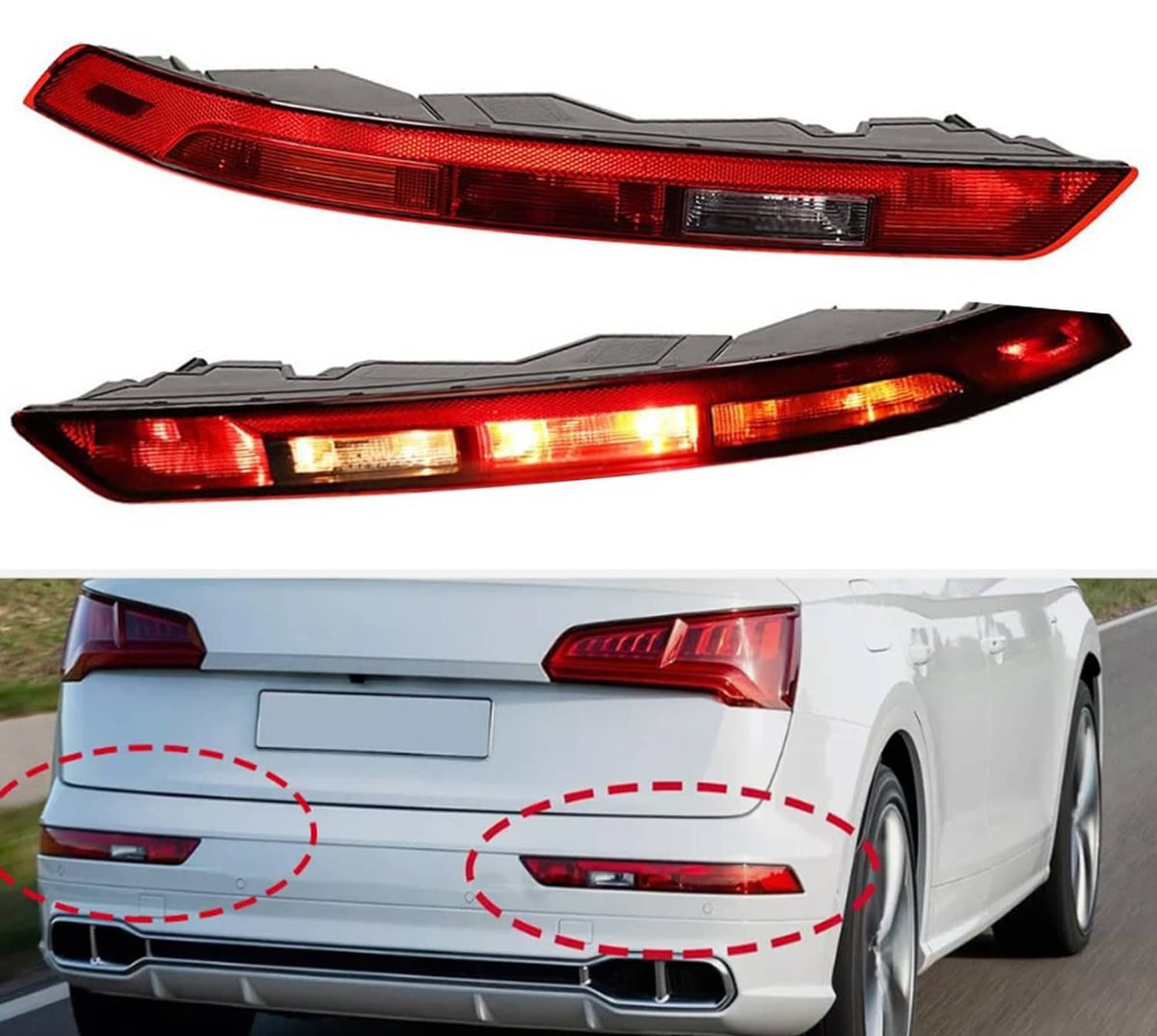 Bethesda Industrial Rear Bumper Lower Tail Light Brake Lamp Set For 2018 - 2021 Audi Q5 80A945070A