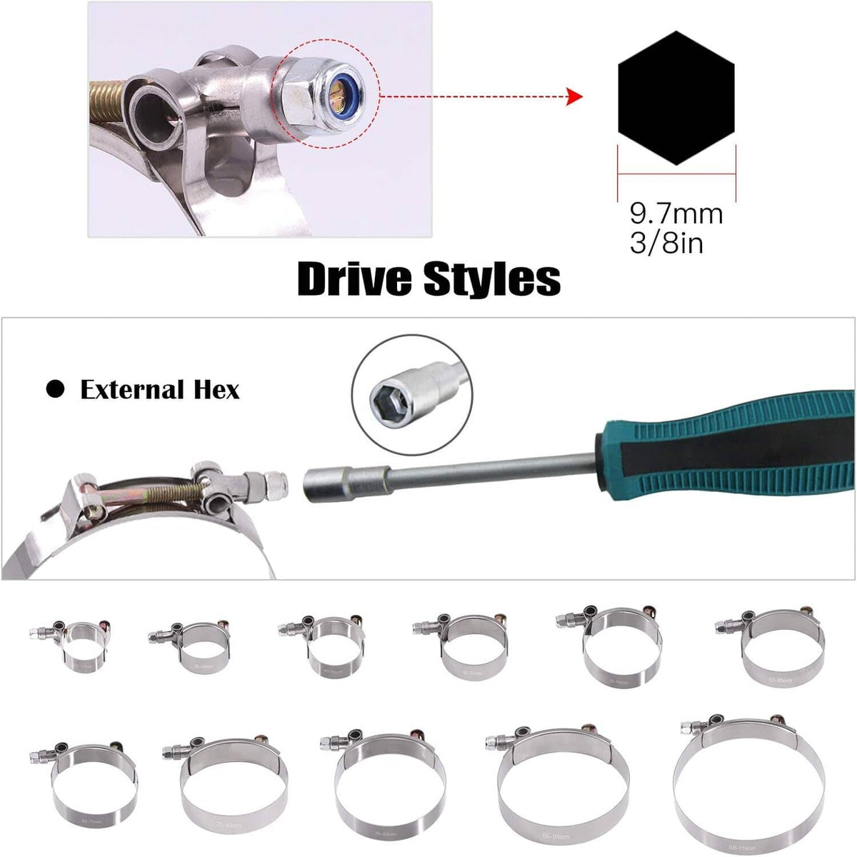 Bethesda Industrial 2pcs 2" Inch T-bolt Clamp Silicone Stainless Steel Hose Turbo Intake Intercooler