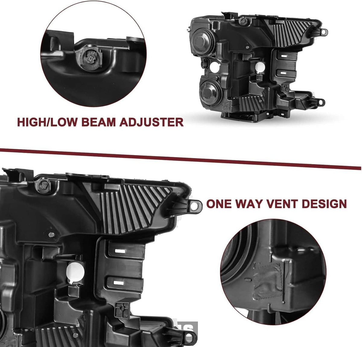 Bethesda Industrial Headlights For 2018-2020 Ford F150 Halogen Headlamps Black Clear  Right+Left