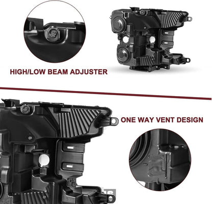 Bethesda Industrial Headlights For 2018-2020 Ford F150 Halogen Headlamps Black Clear  Right+Left