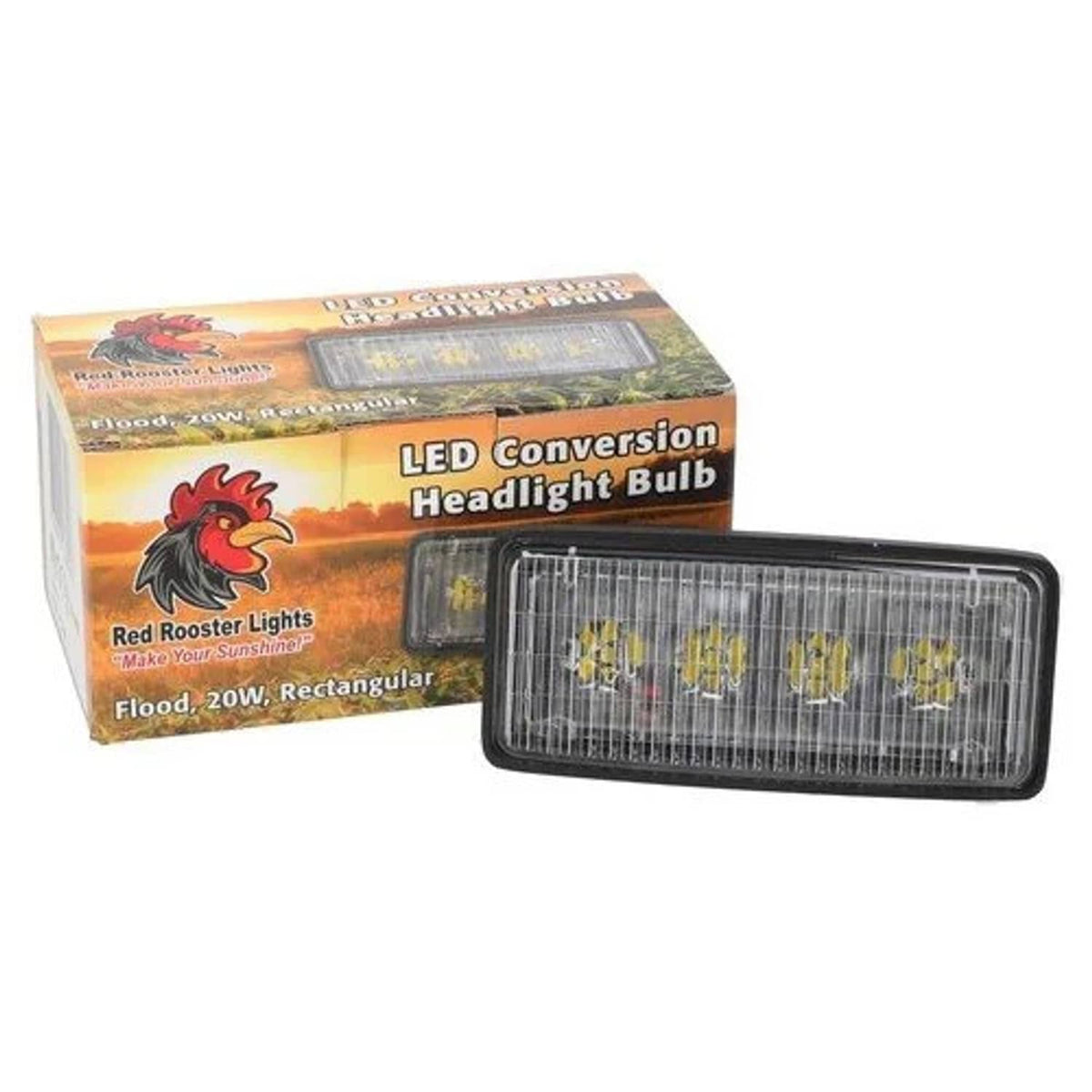 Bethesda Industrial Red Rooster® LED Conversion Headlight Bulb - Flood Beam 20W Rectangular