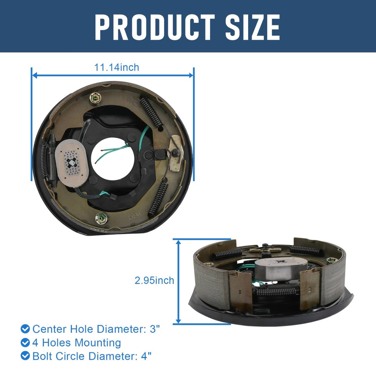 Bethesda Industrial 2 Pairs 3500 lbs Electric Trailer Brake 10"x2-1/4" Self-Adjusting Assembly